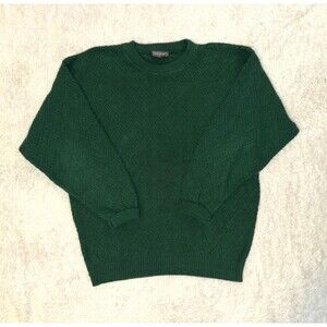 Vintage Sweater Andhurst Chunky Green Mens Large L Made in USA Hand Cotton